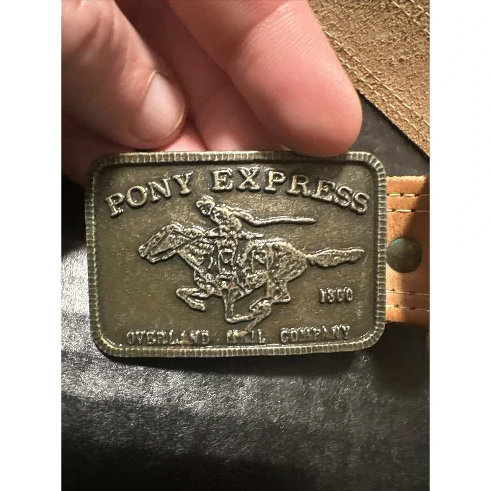 1970s Vintage Pony Express Belt Buckle EXCELLENT CONDITION Youth Leather Belt‎